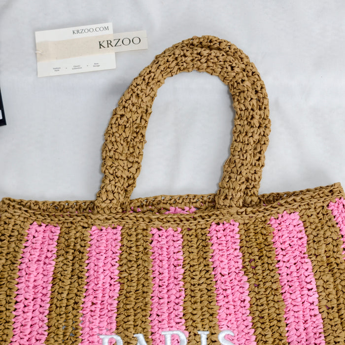 Woven basket tote bag for carrying