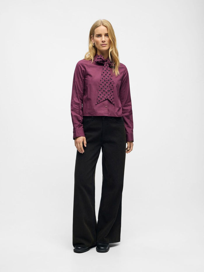 Zane Bow Shirt (Mauve Wine/Black)
