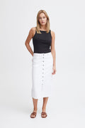 Ziggi Midi Denim Skirt (White)