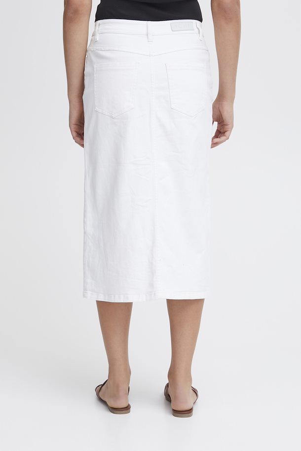 Ziggi Midi Denim Skirt (White)