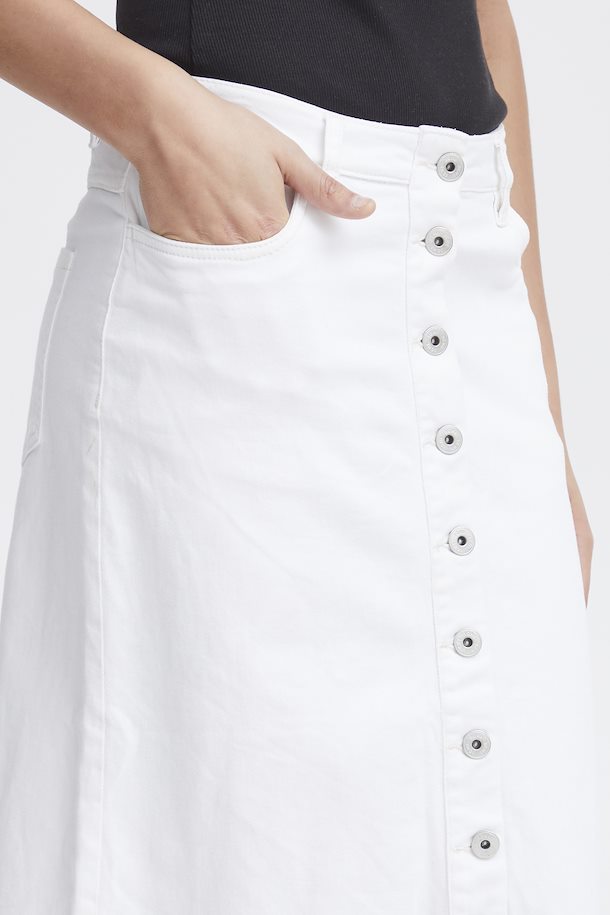 Ziggi Midi Denim Skirt (White)