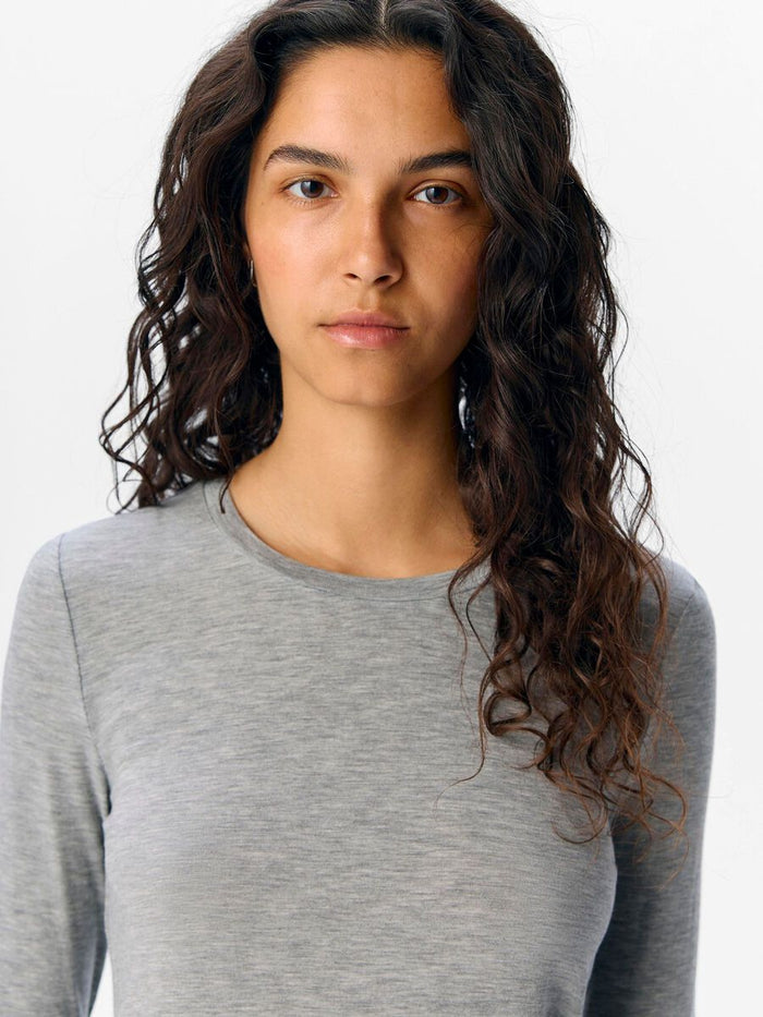 Zoe Long Sleeve Top (Medium Grey)