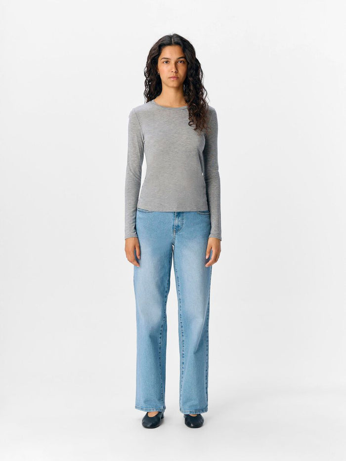 Zoe Long Sleeve Top (Medium Grey)